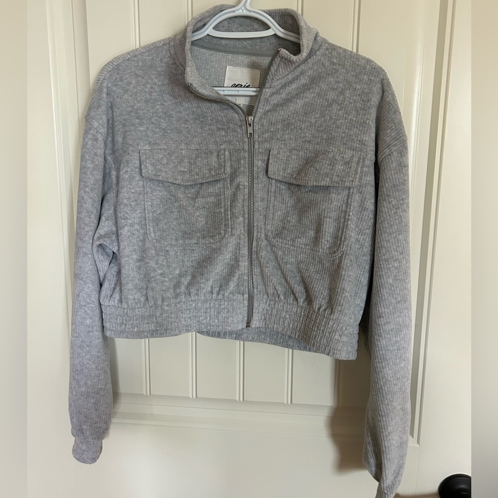 Aerie Cropped Grey Jacket size Small
